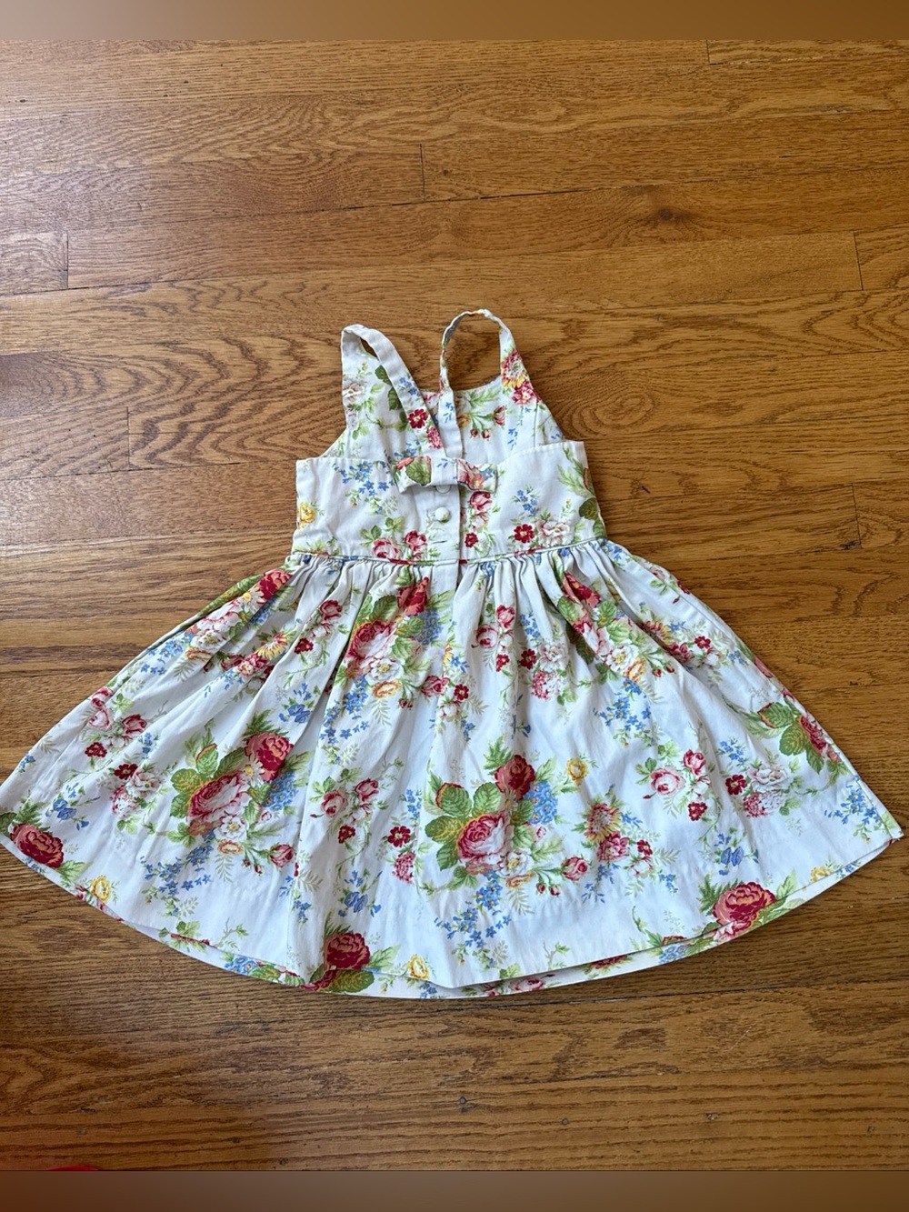Polo by Ralph Lauren White Girls Floral Sundress with Red & Green Accents